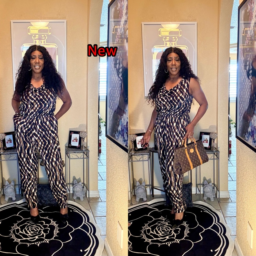 Bold Elements Black And Cream Patterned Jumpsuit - image 3